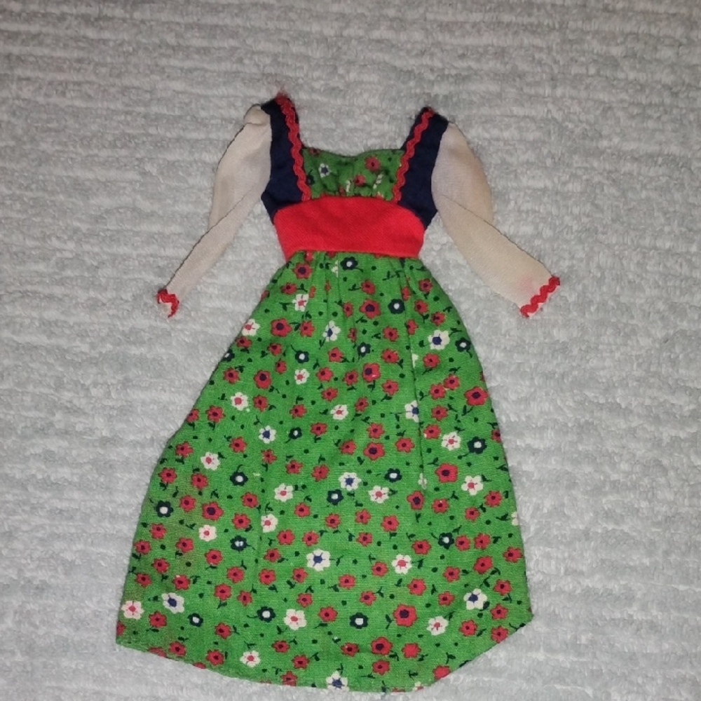 Barbie Floral Dress with Green and Red Accents